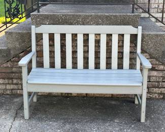 One of 2 Wooden Outdoor Benches