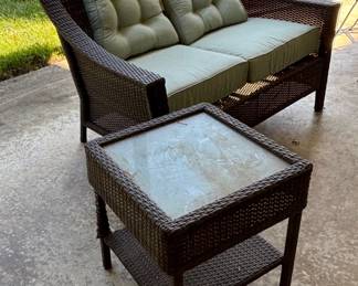 Wicker Loveseat and Table