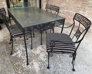 Vintage Meadowcraft Greek Key Table and 4 Chairs