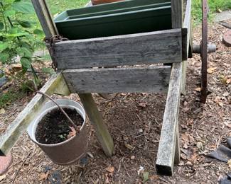 Wood cart with wagon wheels