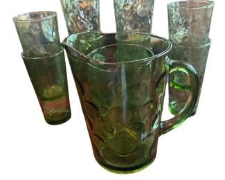 Hazel Atlas Glass Eldorado Green 8 pc set