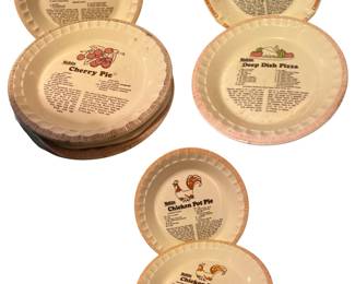 Watkins Chicken Pot Pie Recipe Plate Deep Dish; Watkins Pumpkin Chiffon Pie Plate Deep Dish; Watkins Cherry Pie Plate; Watkins Deep Dish Pizza; Watkins Mexican Sombrero Pie