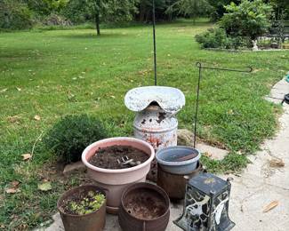 Vintage milk can, outdoor pots for plants