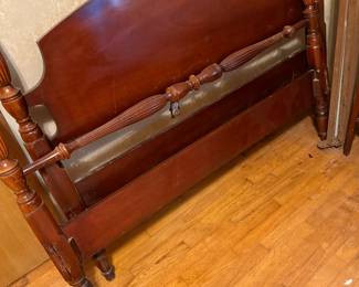 Retro Wood Bedroom set (Dixie) which includes – full-size headboard/footboard – dresser with mirror – chest of drawers – set of nightstands – ALL match but are sold separately