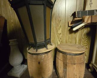 Vintage Gothic Chicago Lamp, Novalux by General Electric, King Luminaire Lamp, wooden barrel nail keg, 2 available 