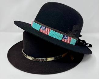 57 2WesternStyleWoolHatsBeadedBandsDoeskinBerton