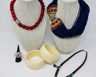 59 MixedJewelryLotKonyakNagaStyleBeadsInlayPendantBangles
