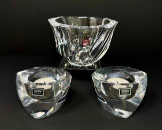 29 NambeCrystalVotiveCandleHoldersSignedOrreforsResidenceBowl