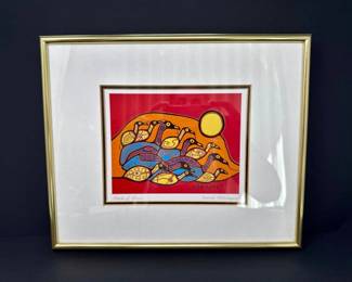27 FlockOfLoonsByOjibwayArtistNorvalMorrisseauSignedPrint