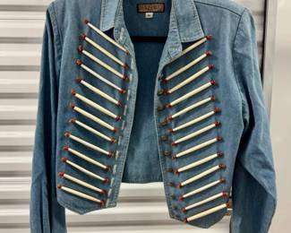66 VintageDoubleDRanchwearDenimJacketwBoneBeadDetail