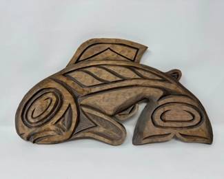 63 TlingitTribeDivingSalmonHandCarvedWoodArtbyAlexJackson