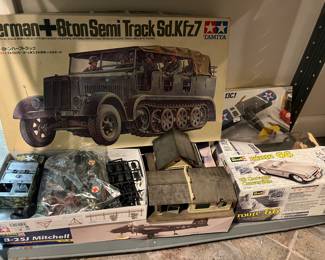 Models and model kits, including military and automobile.