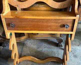 Vintage wood gun rack with drawer.