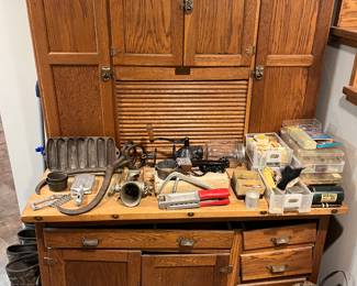 Antique/primitive setback hutch.