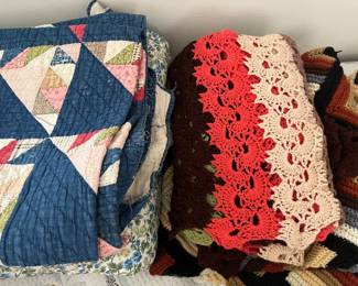 Handmade quilts and blankets.