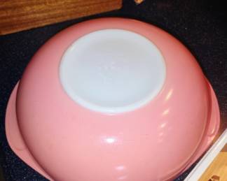 41. PINK PYREX BOW  FEW SCATCHES $40