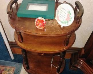23. SMALL VINTAGE 3  TIER TABLE $45