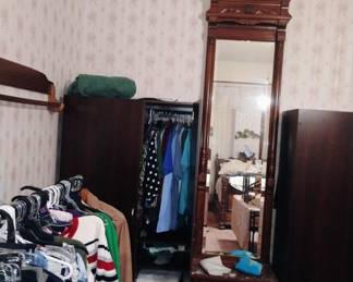 579. LARGE FLOOR LENGTH MIRROR WITH SHELF TO SET THINGS  ON $395