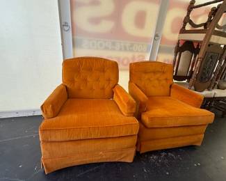 MCM orange pair of chairs