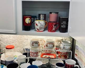 Various Kitchen Dishes/Mugs and Pitchers.