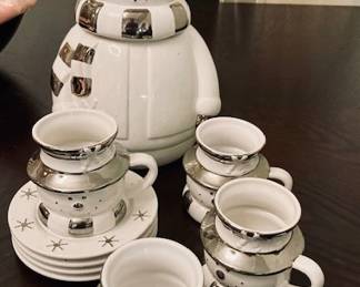 Mary Kay Snowman Cookie Jar/Mugs/Desert Plates.