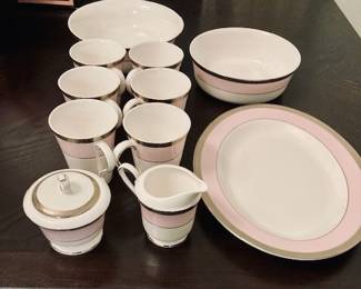 Vintage Mary Kay Pink and White Platinum Rim 40th Anniversary.