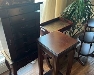 Jewelry cabinet, small tables