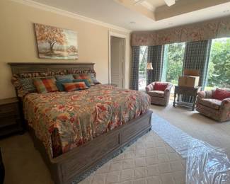 Master bedroom suite from Haverty's - bed, chest, end tables, dresser