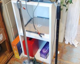 two vintage mics with stands