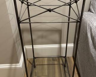 Metal and glass accent table with glass shelf