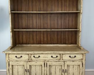 Ivory distressed hutch/ display cabinet with storage