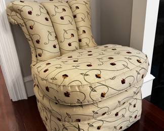 Channel back skirted slipper chair
