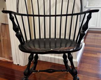 Black distressed Windsor chair by D. R. Dimes