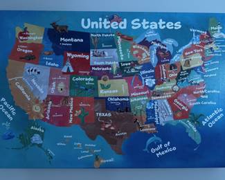 States map on canvas