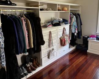 One side of the women’s clothing closet