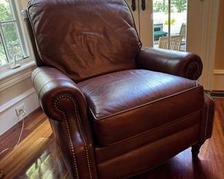 Second of two Hancock & Moore leather recliners
