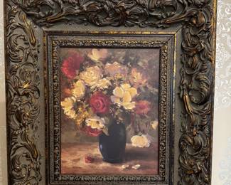 Floral oil on tin by Tricia May