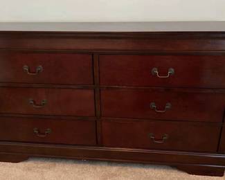 Dark Wooden Dresser With 6 Drawers .