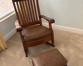 Buckeye Rockers Leather Rocking Chair And Foot Stool