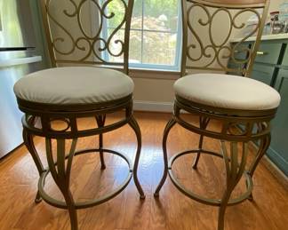 2 Counter Height Swivel Matte Gold Finish Barstools