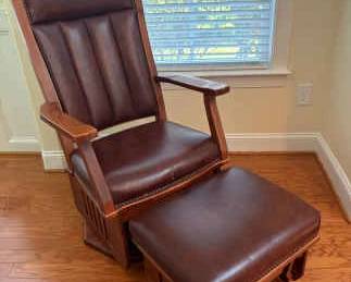 Buckeye Rockers Leather Swivel Rocker And Foot Stool