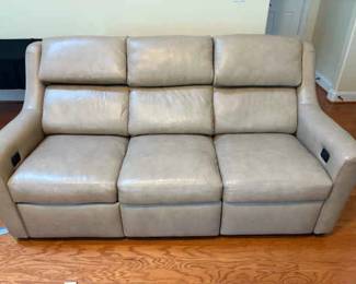 Leather Taupe Reclining Sofa