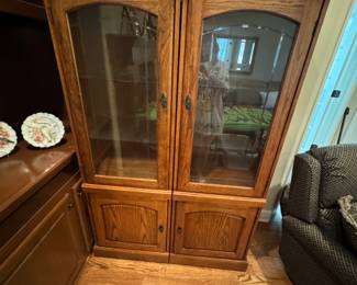2 piece lighted curio cabinet