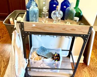 Wine cart & old bottles
