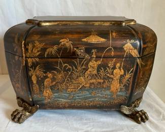 Chinese Lacquered Wood Tea Box