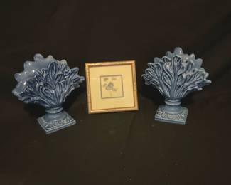 Pair of Abigails Italian Pottery Blue Ceramic Vases Print
