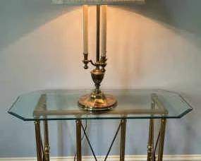 Gold Lamp And Table Set