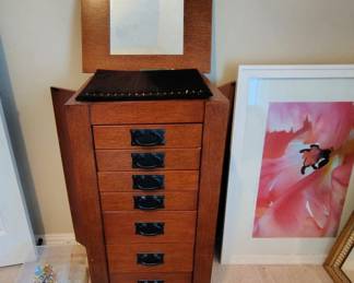 Tall Mission Style Jewelry Box with Side Doors, Fashion Jewelry