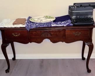 Sofa Table, TCU blanket and Serving Plate, Vintage Type Writer