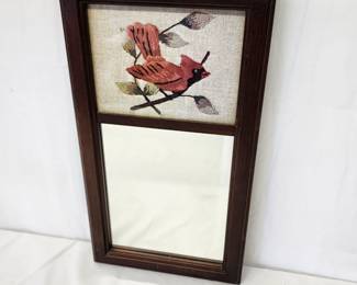 needle work cardinal mirror